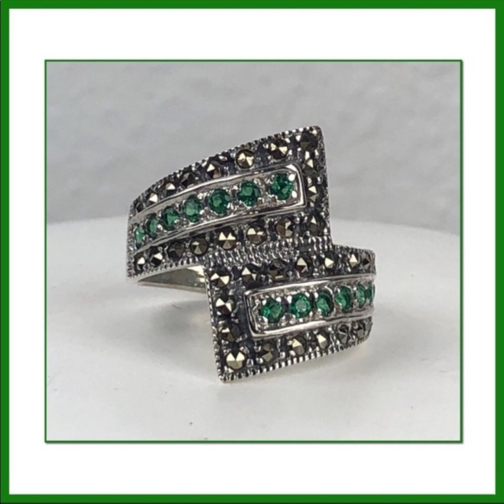 STERLING AND CZs AND MARCASITE RING